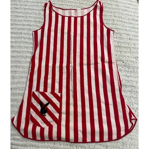 VTG Rare 70s Playboy Bunny Sleep Mini Dress Sz Small Striped Red White *Flaw - Picture 2 of 10